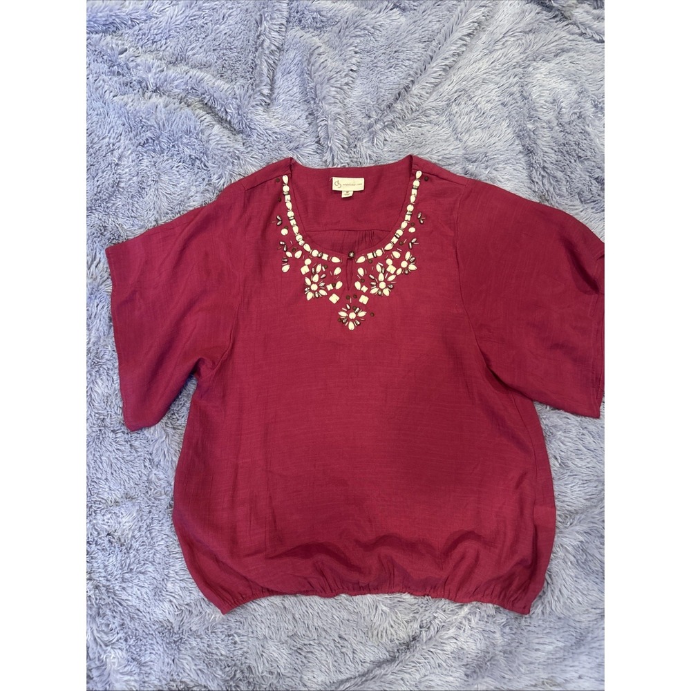 CB Established 1962‎ Rhinestone Dark Pink Wide Sleeve Size Medium